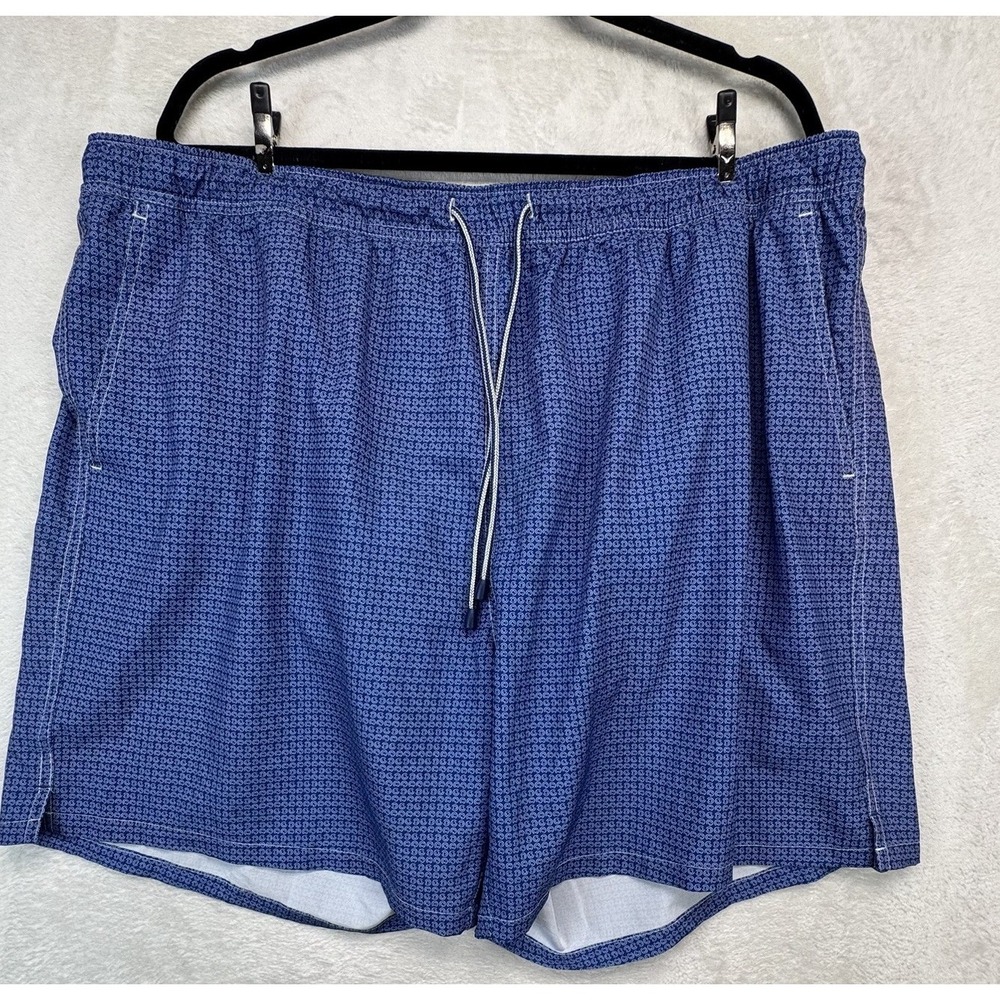 Peter Millar Swim Trunks Men's XXL‎ Blue Geometric Print Lined Quick Dry